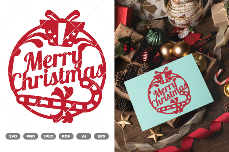 Laser Cut Merry Christmas Ornaments SVG & Clipart