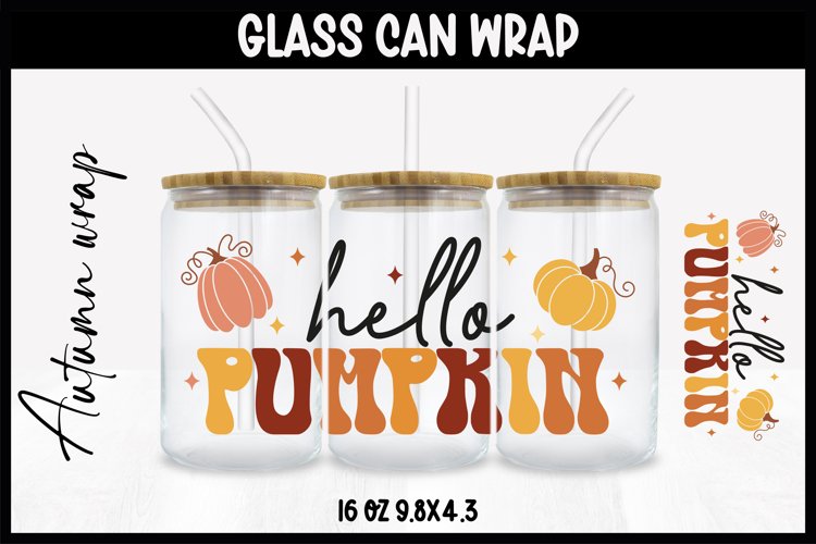 Autumn Glass Wrap Svg,16oz Libbey Wrap, Autumn SVG Glass can
