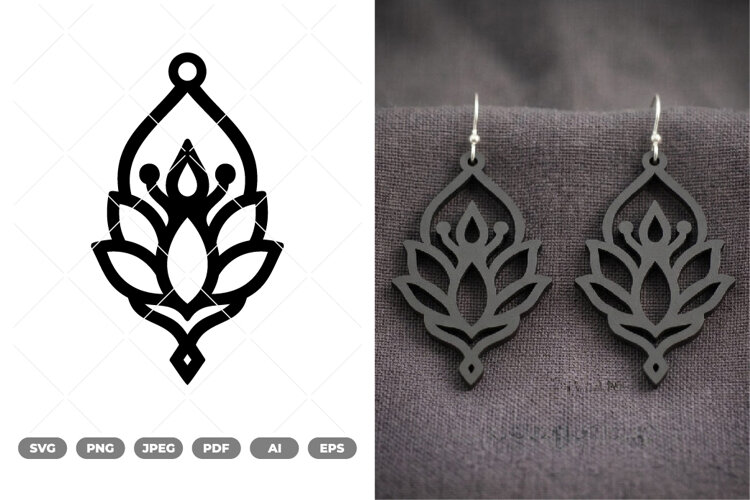 Moon and Women Earring SVG & Clipart example image 1
