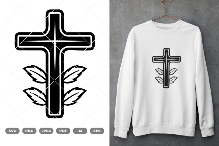 Floral Cross SVG & Clipart example image 1