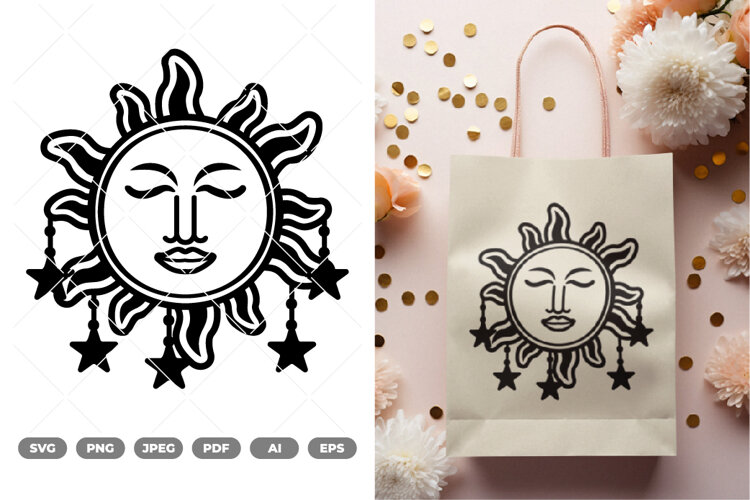Boho Sun SVG & Clipart example image 1