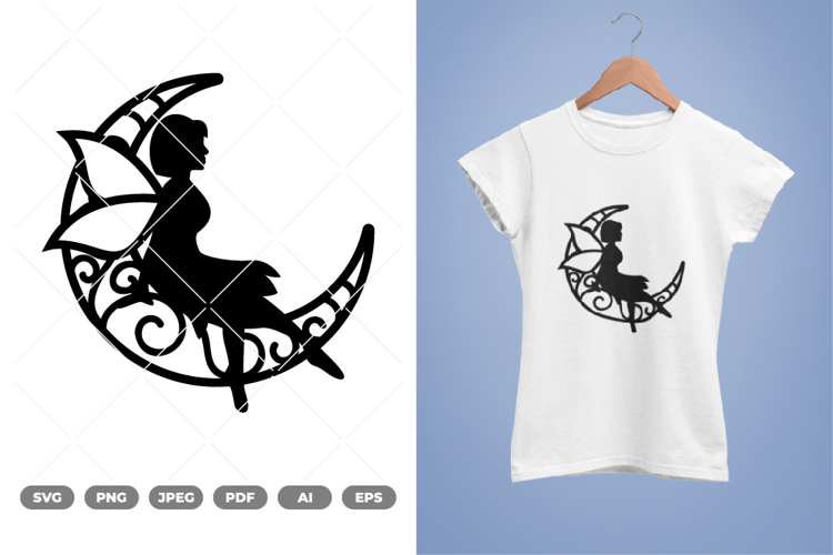 Fairy on the Moon SVG & Clipart