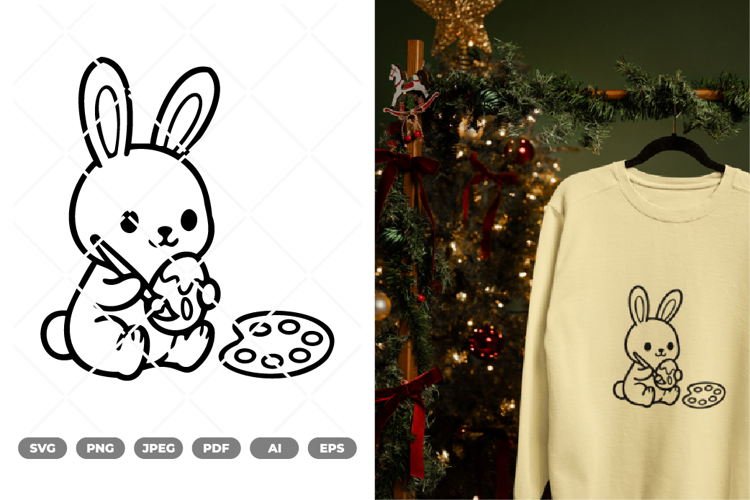 Kawaii Easter Bunny SVG   Clipart