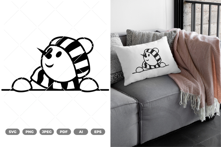 Peeking Snowman SVG & Clipart