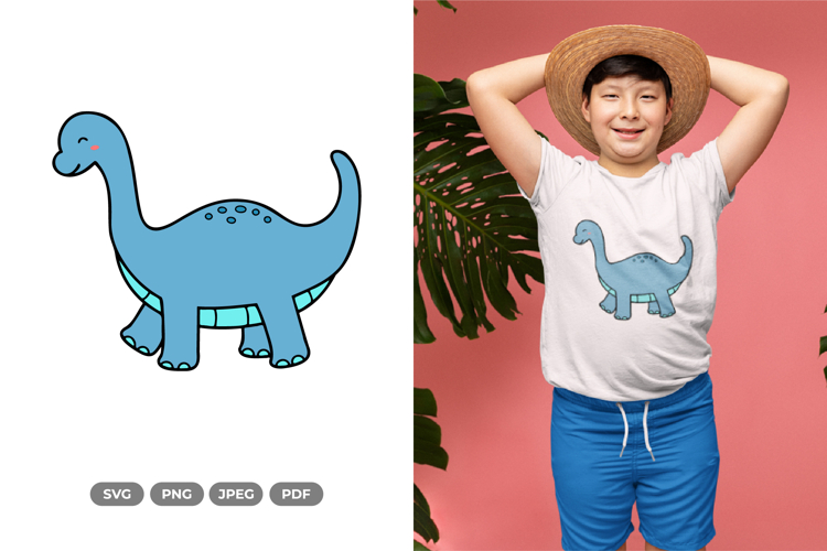 Kawaii Dino SVG & Clipart - Dinosaur Doodle