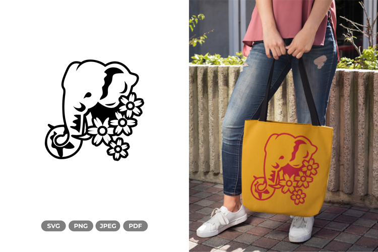 Floral Elephant SVG & Clipart - Beauty Animal