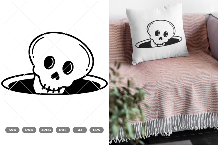 Peeking Skull SVG & Clipart