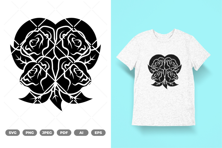 Heart and Roses SVG & Clipart example image 1