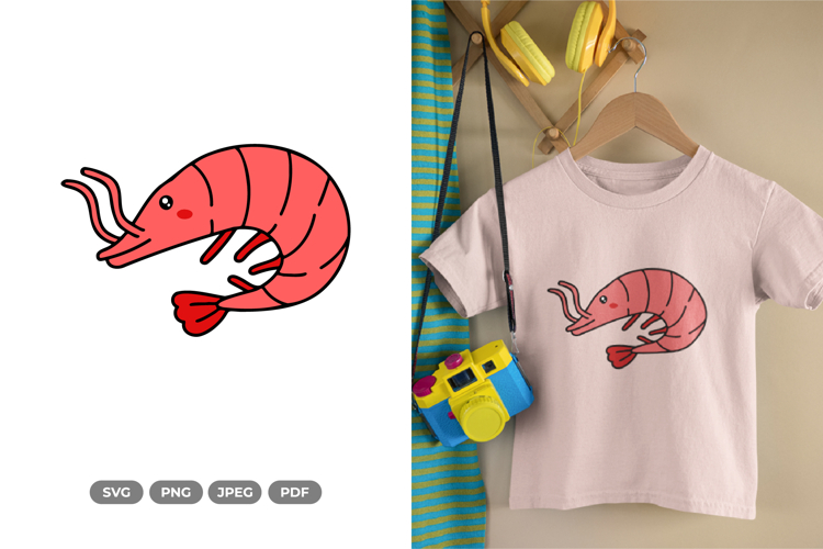 Kawaii Shrimp SVG & Clipart - Sea Animal Decal
