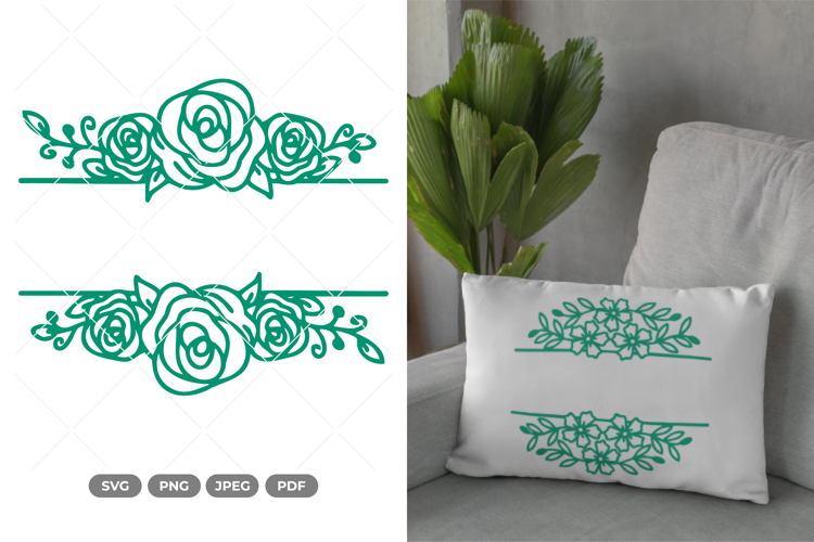 Floral Split Border SVG & Clipart