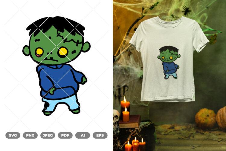 Chibi Zombie Colored SVG & Clipart example image 1