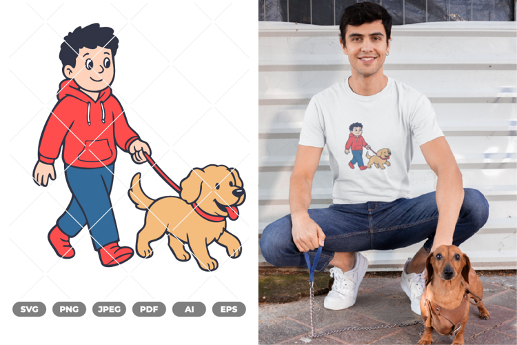 Man and Dog SVG & Clipart
