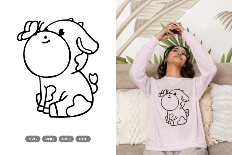 Kawaii Cow SVG & Clipart - Doodle Animal