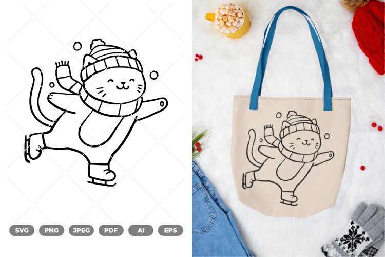 Winter Cat SVG & Clipart example image 1