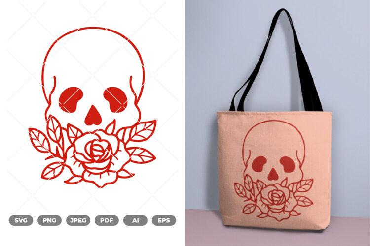 Skull and Rose SVG & Clipart example image 1