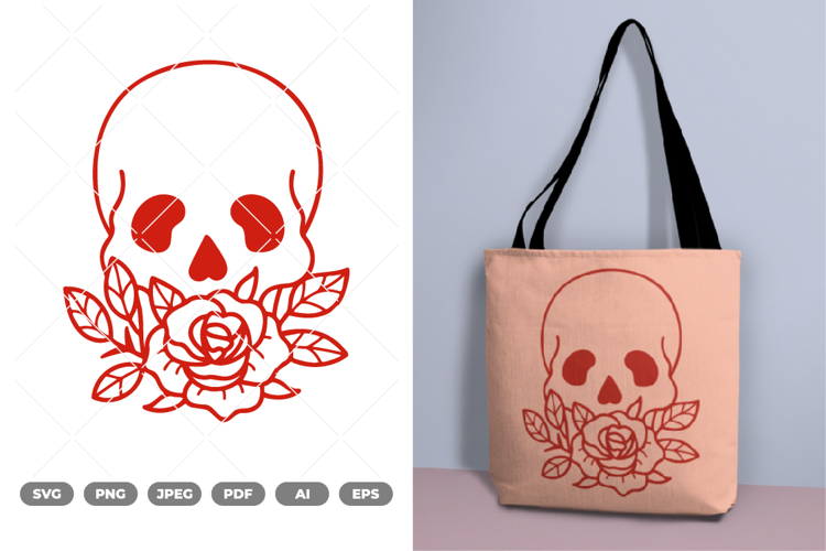 Skull and Rose SVG & Clipart