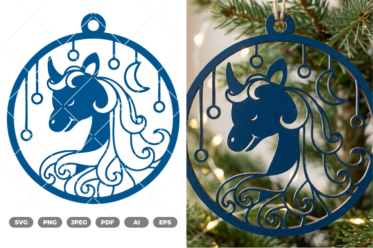 Unicorn Ornament SVG   Clipart