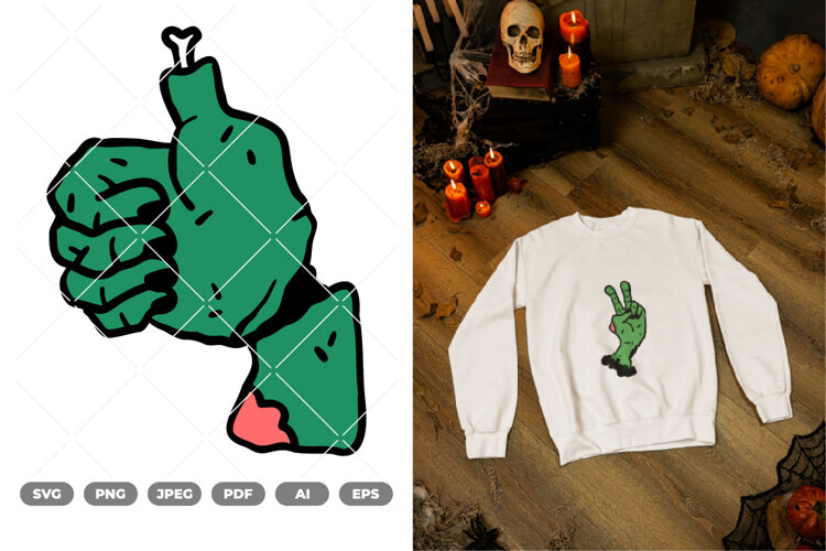 Zombie Hand Sign Colored SVG & Clipart example image 1