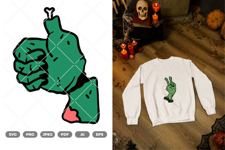 Zombie Hand Sign Colored SVG & Clipart