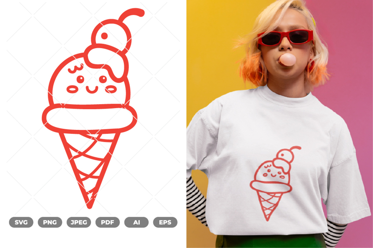 Kawaii Ice Cream SVG & Clipart