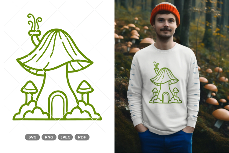 Mushroom House Doodle SVG   Clipart