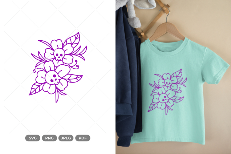 Blooming Skull SVG & Clipart