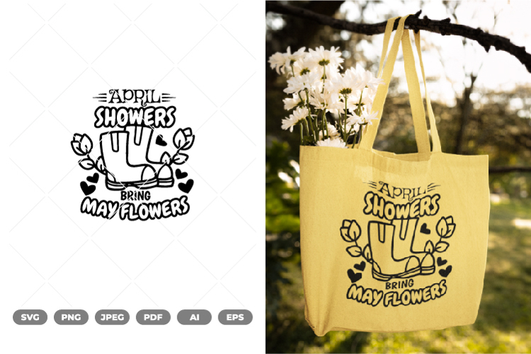 April Showers Bring May Flowers SVG & Clipart