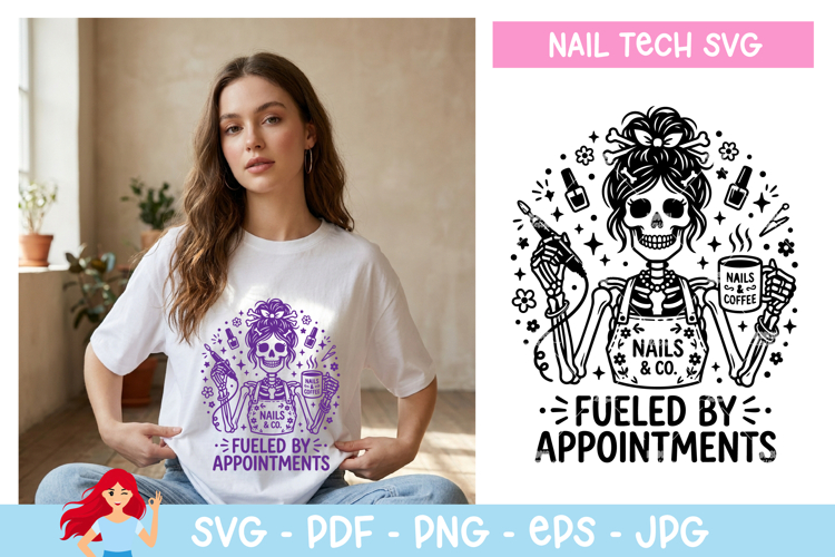 Fueled by appointments SVG, Nail tech inspired svg example image 1