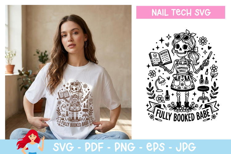 Fully booked babe SVG, Nail tech inspired svg example image 1
