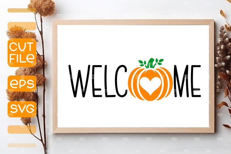 Welcome front door sign SVG, Autumn cut file, Door Sign Fall