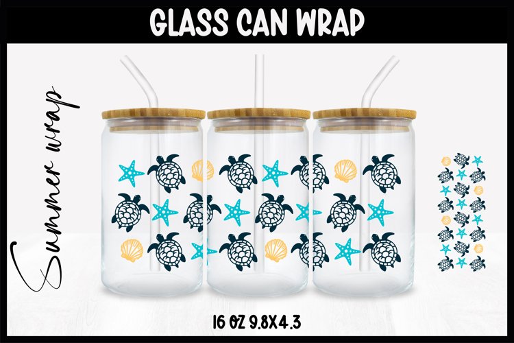 Turtle Glass Wrap Svg,16oz Libbey Wrap, Summer SVG Wrap