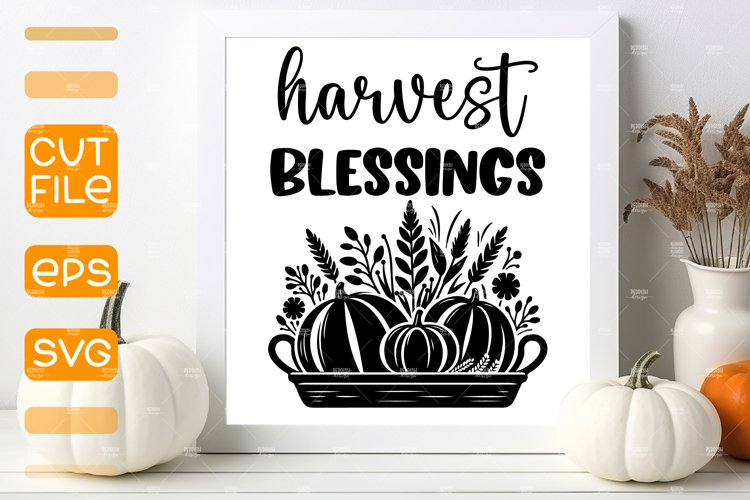 Harvest Blessings SVG, Autumn cut file, Door Sign SVG