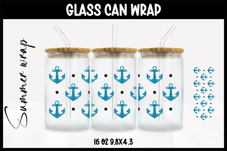 Sea Anchors Glass Wrap Svg,16oz Libbey Wrap