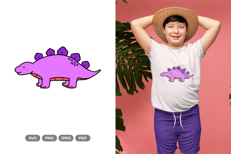 Kawaii Dino SVG & Clipart - Dinosaur Doodle