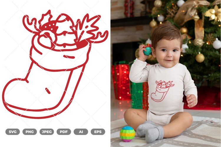 Christmas Stocking SVG & Clipart example image 1