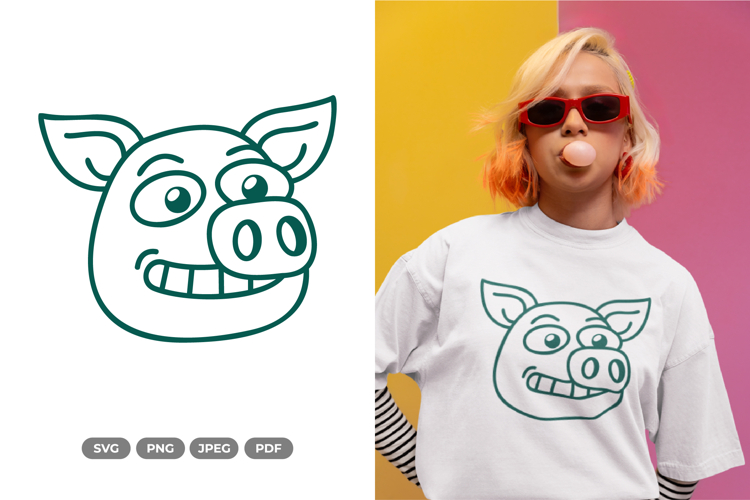 Smiling Pig SVG & Clipart - Smiling Animal