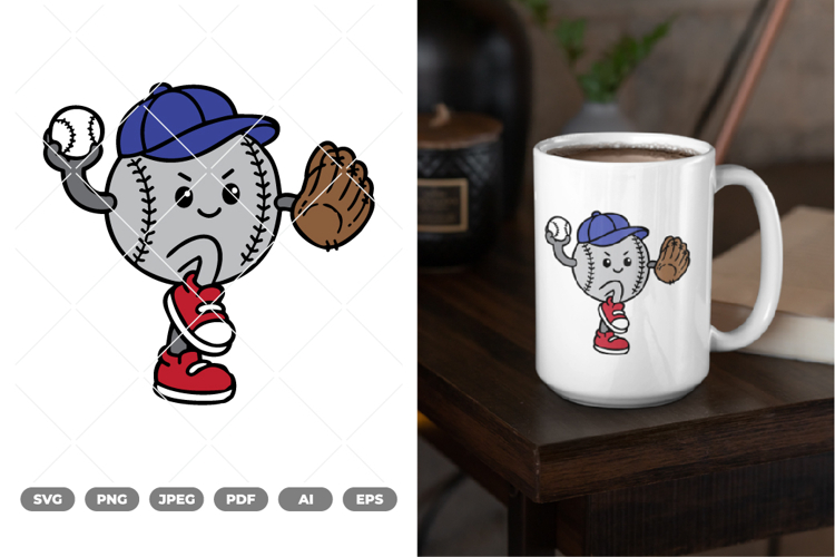 Baseball Mascot Colored SVG & Clipart