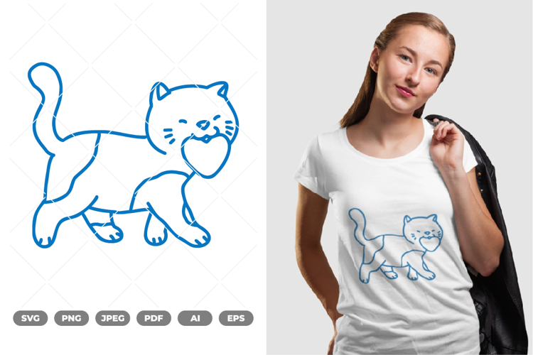 Cat and Heart SVG   Clipart