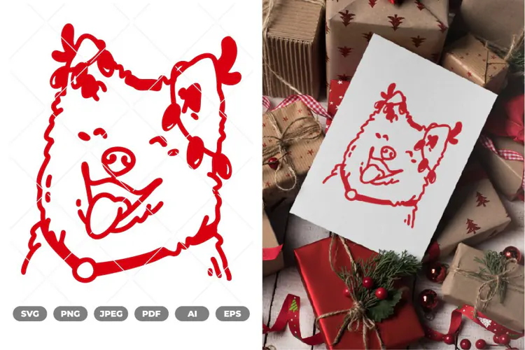Kawaii Christmas Dog SVG & Clipart