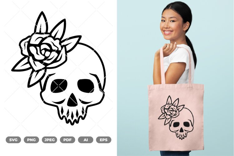 Skull and Rose SVG & Clipart example image 1