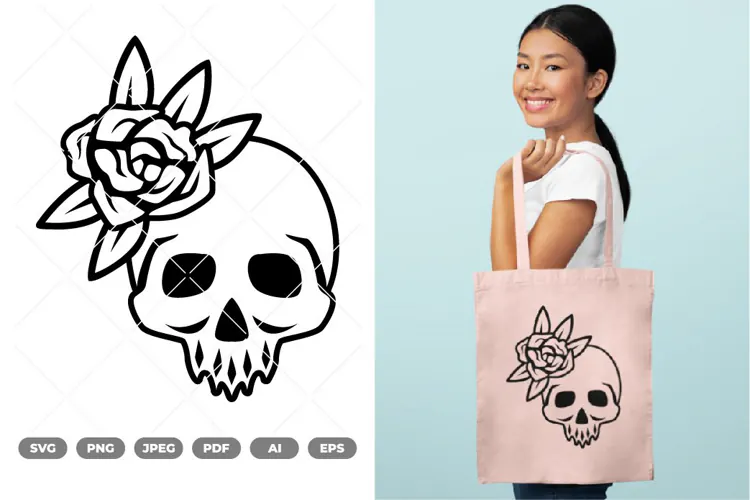 Skull and Rose SVG & Clipart