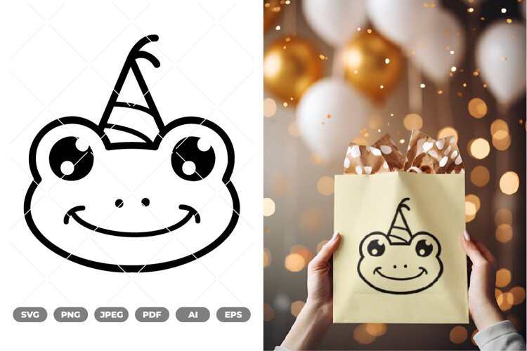 Birthday Frog Cute SVG & Clipart example image 1