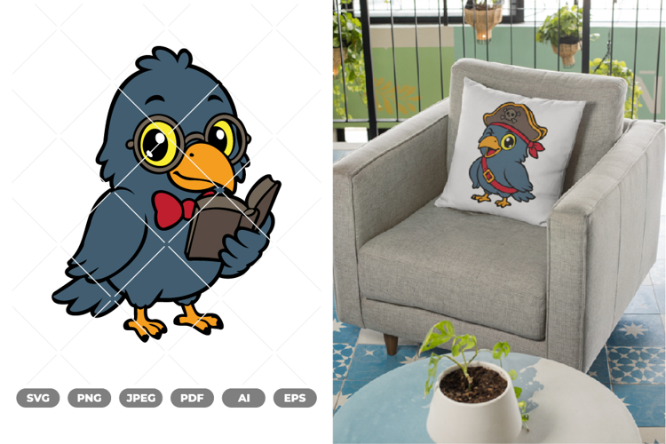 Pirate Crow Colored SVG   Clipart