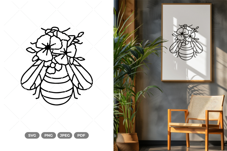 Flower Bee SVG   Clipart