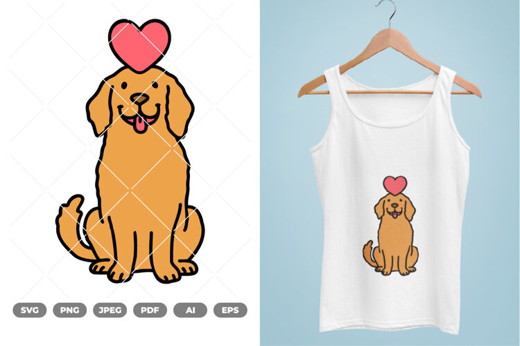 Dog and Heart Colored SVG & Clipart example image 1