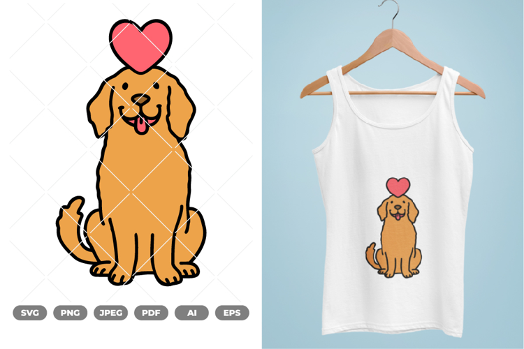Dog and Heart Colored SVG & Clipart