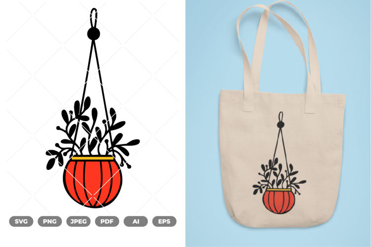 Hanging Potted Plant Colored SVG   Clipart