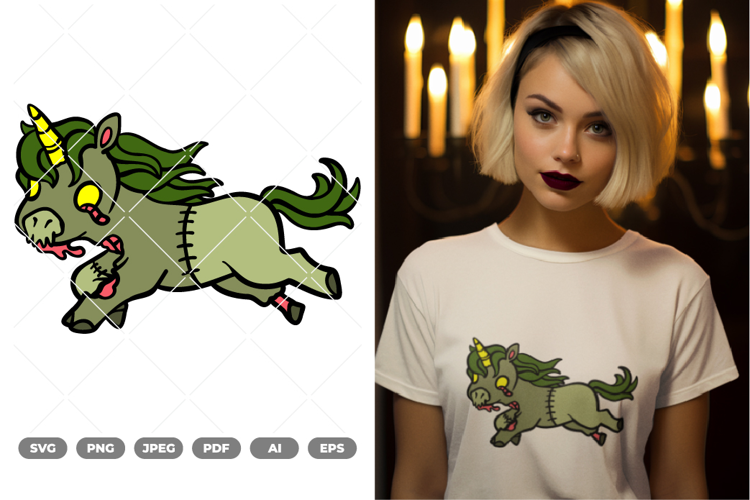 Zombie Unicorn Colored SVG & Clipart