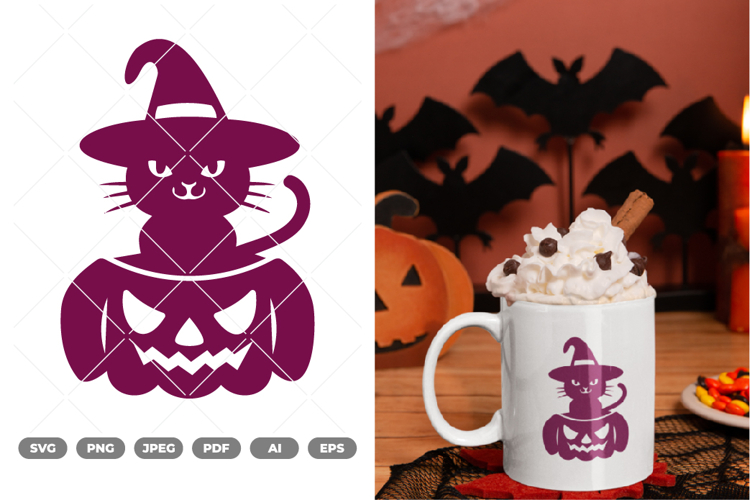 Kawaii Witch Cat SVG & Clipart