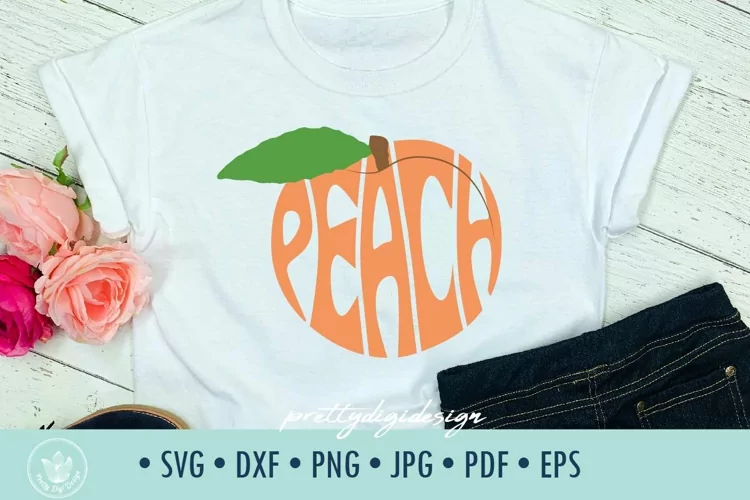 Peach SVG cut file typography design